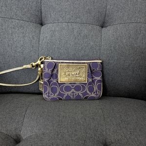 Coach Purple and Gold Signature Clutch